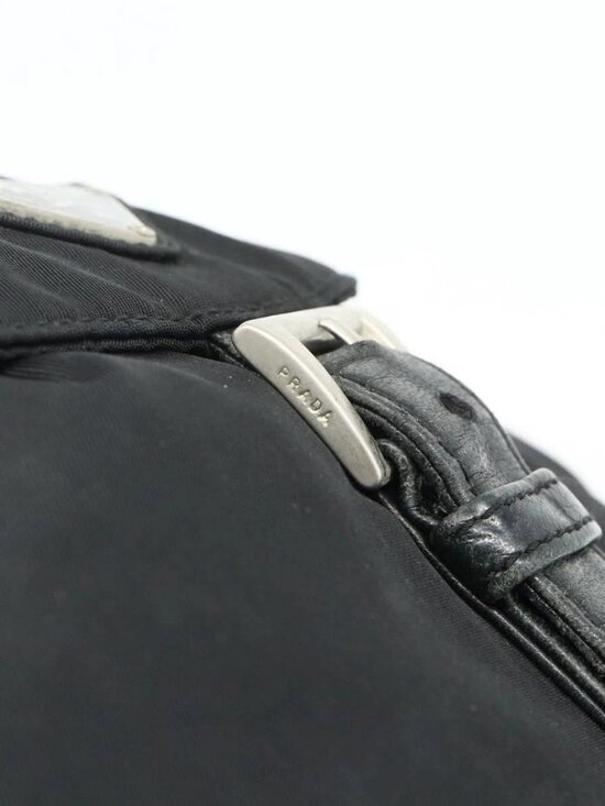 PRADA Chain Shoulder Backpack Nylon Black Silver Auth bs34877A main image 4